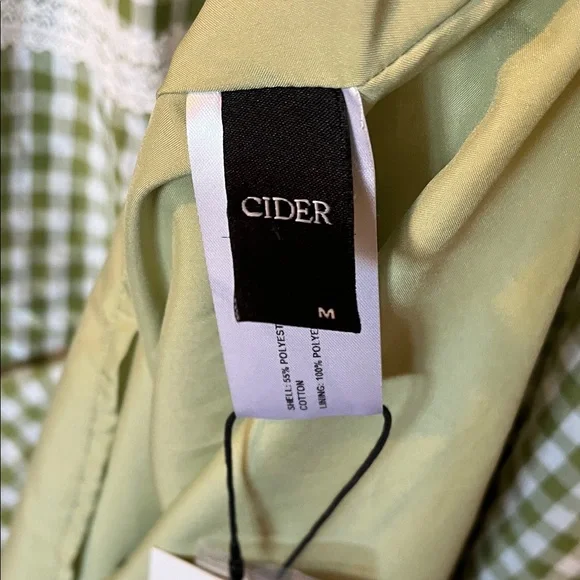 Cider Light Green and White Gingham Midi Dress NWT - Picture 2 of 13